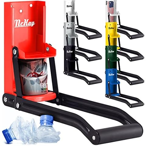 Mckay 12 Oz. Metal Can Crusher, Can Crusher Wall Mounted, Can Crushers for Recycling Wall-Mounted Smasher for Aluminum Seltzer, Soda, Beer Cans and Bottles, Gadgets for Home - Red Cover