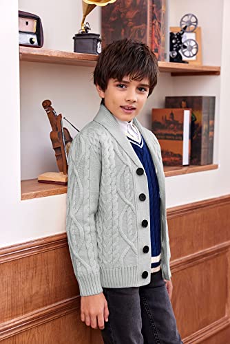 Ciaorbis Boys Sweater Cardigan Coats Kids Button Down Knit Shawl Collar Cardigan V Neck Knitwear 8-10 Years Grey #TOP3