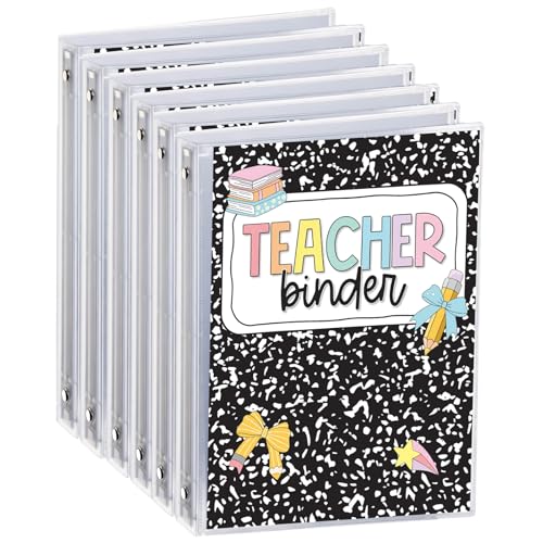 Eersida 6 Pack Composition Notebook Teacher Binder 3 Ring Binder 1 Inch Holds 200 Sheets for Back to School Teacher Must Have First Day of School Teachers Gifts Organization Accessories(Marble)
