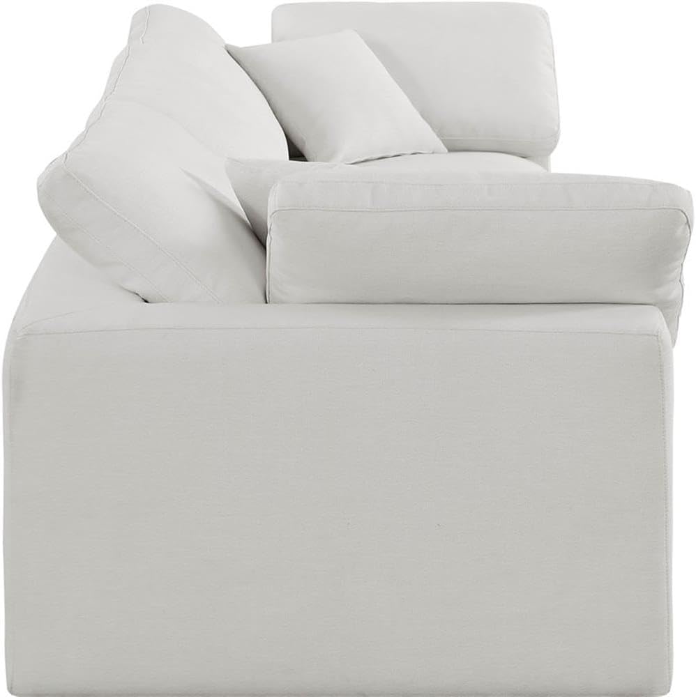Bowery Hill Cream Linen Textured Fabric Modular Sofa, 3-Piece Set, 119" W x 40" D x 34.5" H, Overstuffed Down Feather Cushions, Contemporary Design, Durable Upholstery, Comfortable Living Room Seating