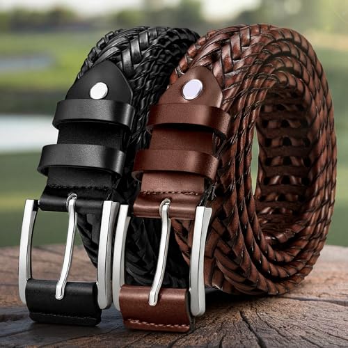 BULLIANT 2-Pack Braided Leather Belt