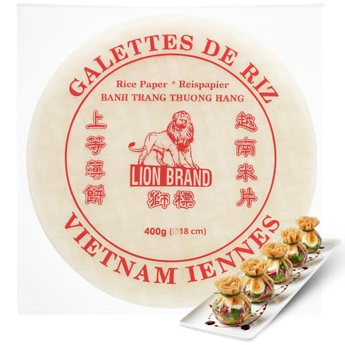 Papel de Arroz Comestible, Wafer Paper, Obleas de Arroz, Banh trang, Apto para Rollitos, Dumplings, Recetas Dulces, Saladas, para Freír, al Vapor, 400 Gramos, Sin gluten, Tamaño 18 cm