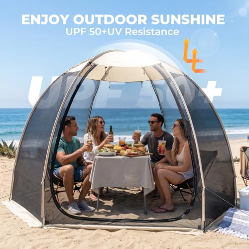 Alvantor® Screen House Mesh Tent, 10 x10 FT Pop Up Outdoor Gazebo with Sun Shade Mosquito Net for Backyard Garden, Beige by Alvantor - Image 6