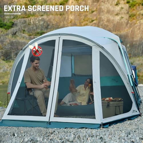 Image of Tents for Camping 6 /8 /10 Person Camping Tent with Screen Porch, Weatherproof Large Cabin Tent with Rainfly and Carry Bag, Family Tent for Outdoor Camping and Backyard