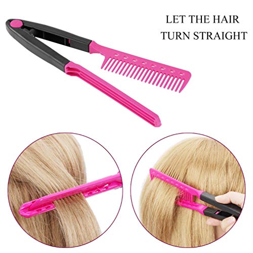 KinshopS DIY Salon Folding Hairdressing Hair Straightening V Type Comb Clip Tools