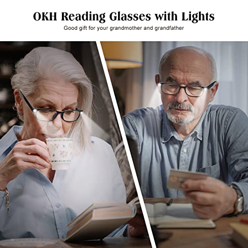 OKH Reading Glasses with Light, Anti Blue Light Lens, USB Rechargeable Bright LED Readers for Men Women 1.0 - Image 3