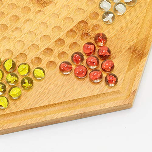 Rnk Gaming Bamboo 12.8 Inches Wooden Chinese Checkers Board Game With Marbles For Kids And Adults #TOP1