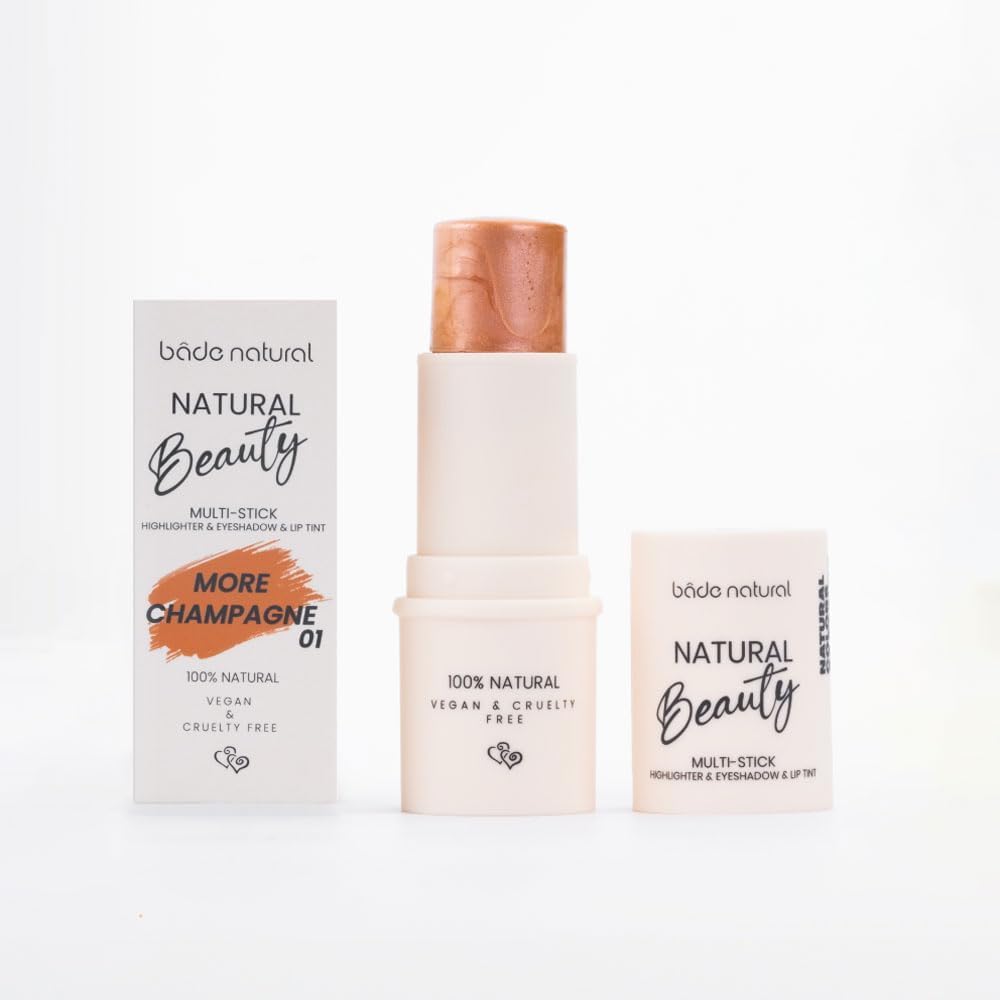 Bade Natural Highlighter & Far & Dudak Renklendirici Çok Amaçlı Stick More Champagne 01%100 Doğal