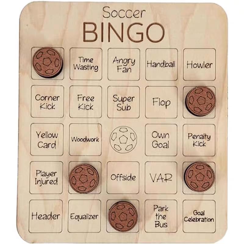 Jeu de bingo football 17,7 cm en bois noble pour adulte