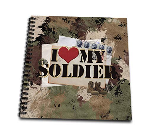 Livre de dessin camouflage I Love My Soldier 20x20 cm en papier multicolore