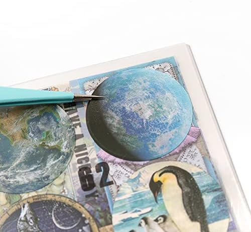 Alideco Vintage Scrapbooking Supplies Sets Transparent Celestial Planet Moon Scrapbook Stickers Journaling Aesthetic Stickers for Adults tweezer 20Sheets/165Pcs