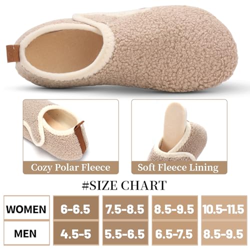 Ibeauti Womens Mens House Slippers Rubber Sole Indoor Slipper Socks Lightweight Fleece Lined Slip-on Barefoot Slippers2