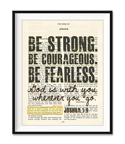 Be Strong. Be Courageous. Be Fearless. Joshua 1:9 Christian Unframed Reproduction Art Print, Vintage Bible Verse Scripture Wall and Home Decor Poster, Inspirational Gift, 5x7 inches