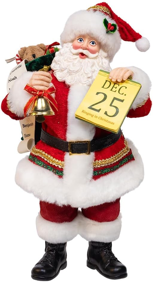 Kurt Adler 10.5" Fabriché™ Traditional Santa with December 25th Calendar + Bell