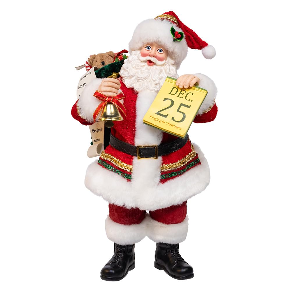 Père Noël Traditionnel avec Calendrier du 25 décembre Kurt Adler pour vos fêtes