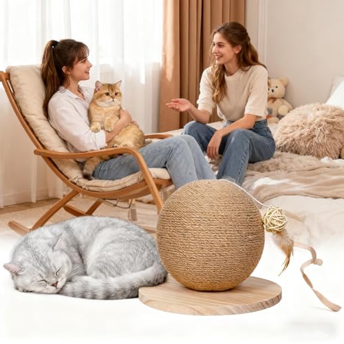 Balle à gratter pour chat avec plumes jouet interactif de coin - 3