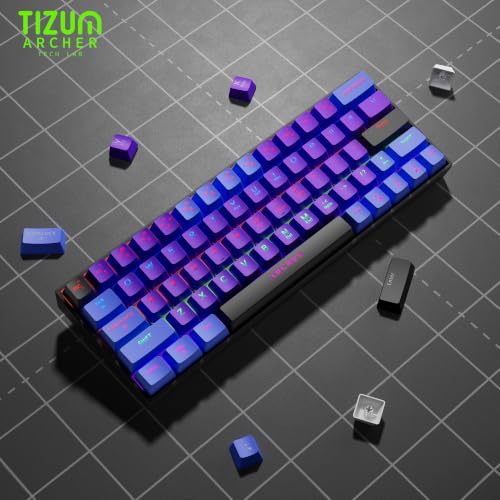 Image of tizum Archer Tech Lab Wired Mechanical Gaming Keyboard, 60% Compact 63 Keys, Anti-ghosting, clicky Blue switches, 17 RGB Effects, 50M clicks, Compatible with Laptop, Mac, PS4, PS5, Xbox (Astra M400).