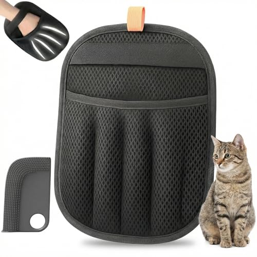 Gant Anti Poils Animaux PILPOIL Premium + Raclette Silicone – Kit 2-en-1 – Gant Poil Chat Chien 5 Doigts Maintien Renforcé – Élimine Poils sur Canapé Tapis Voiture Vêtements – Réutilisable Lavable