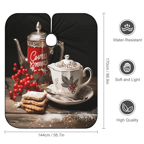 Capa para corte de cabello Christmas Tea Time 66.9 x 56.7 in miniatura 2
