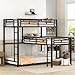 Heavy Duty Triple Bunk Bed, Twin Size L-Shaped Triple Bunk Bed with Guardrails and Ladder, No Box Spring Needed, Noise Free - Black