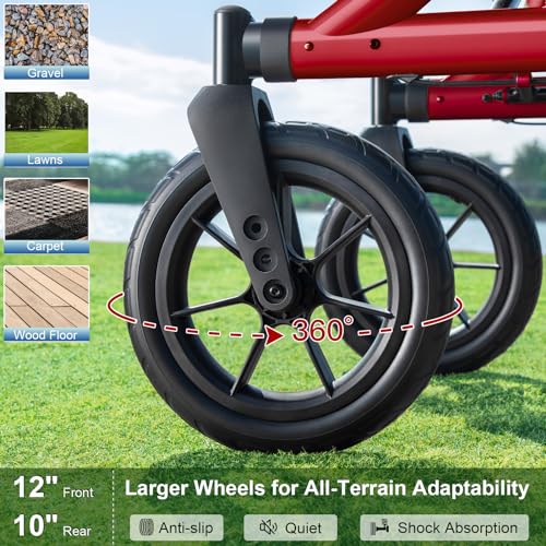 Image of MAXWALK Walkers for Seniors, Foldable Rollator Walker with Seat & Backrest