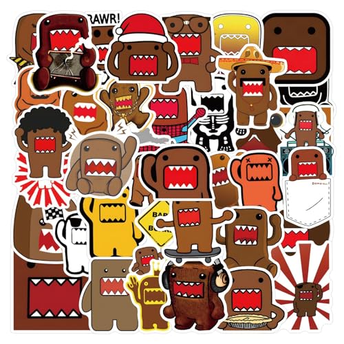 50pcs Cute Cartoon Domo Stickers for Teens Laptops Aesthetic Vinyl Waterproof Decals for Adult Water Bottle Journal Scrapbook Bumper Luggage Graffiti Decals