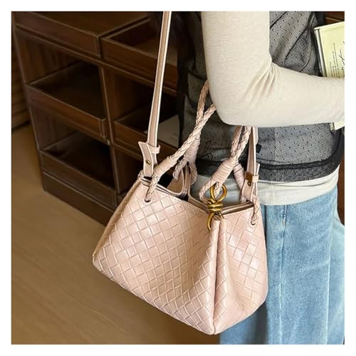 Woven Texture Bucket Bag Stylish Soft Leather Tote For Women Trendy Crossbody Boho Shoulder Purse3