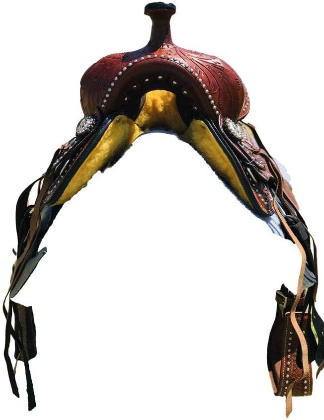 Horse Saddle Leather Western Barrel Racing Handmade Premium Comfort Horse Saddle for Best Riding Trail Equestrian Tooled Carved Size: 10-18 inches Seat Available, UG28