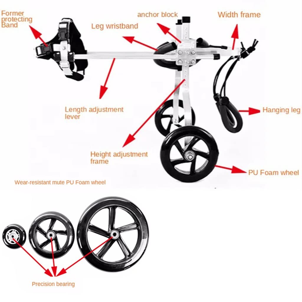 REMEK Carrellino per Cani Disabili Regolabile, Carrello Cani Disabili per Piedi/Gambe Carrello A 2 Ruote Carrozzella per La Riabilitazione delle Zampe