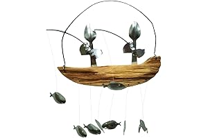 Fishing Man Spoon Fish Sculpture Wind Chime