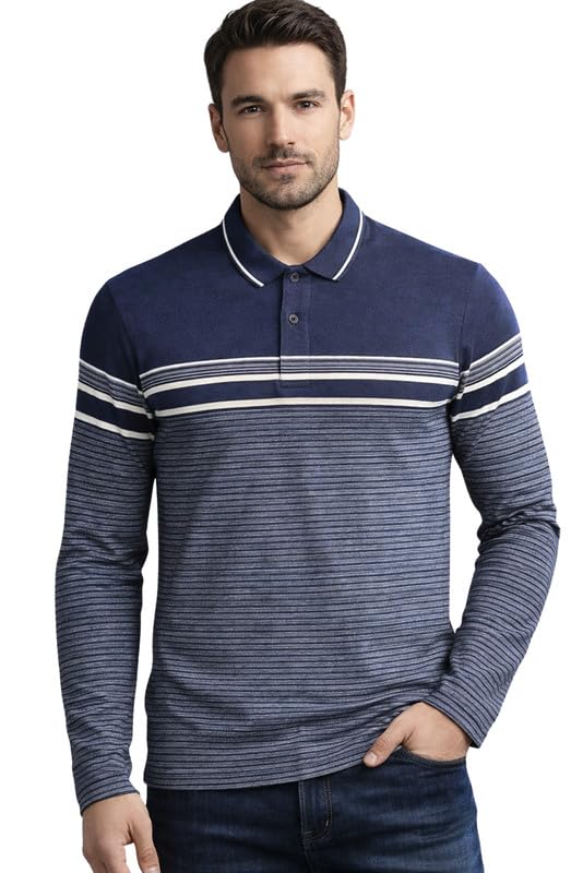 Image of SANE ORIGINALS Full Sleeves Textured Polo Tshirt for Men with Pocket || Long Sleeves Collar and Pocket T-Shirt for Men