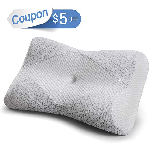 Mkicesky Memory Foam Neck Pillow for Sleeping, Side Sleeper Cervical Contour Pillow