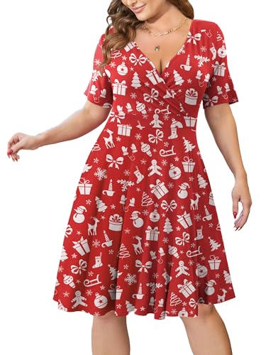 Image of Ahlaray Plus Size Faux Wrap Dress for Curvy Women with Pockets | Flattering faux wrap V-neck with soft stretch fabric and pockets for work, weddings and everyday comfort.