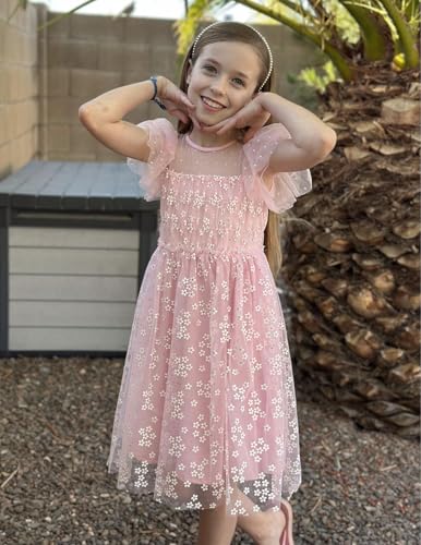 Arshiner Little Girl Dresses Contrast Mesh Ruffle Sleeve Birthday Holiday Princess Toddler Tulle Dress for 2-7 Years Old3