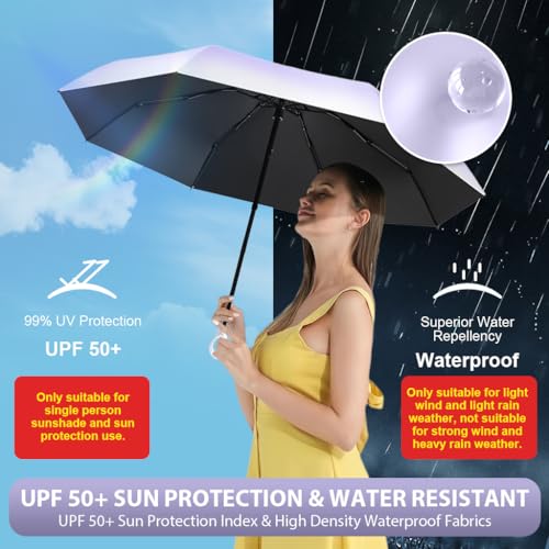 Image of PALAY Mini Sun Umbrella UPF 50+ Sun Protective Sun Umbrella with Black Liner 6 Strong Ribs Design Fashion Outdoor Folding Umbrella Travel