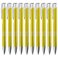 GIMEI® Metall Kugelschreiber 10 Stück | Premium Set Hochwertig für Einfaches & Weiches Schreiben | Blauschreibender Kulli Gelb als Optischer Hingucker – Ansicht 8