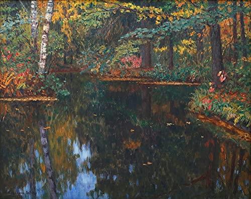 Tableau lac de la forêt toile impression d'art mural Bogdanov-Belsky 60x90