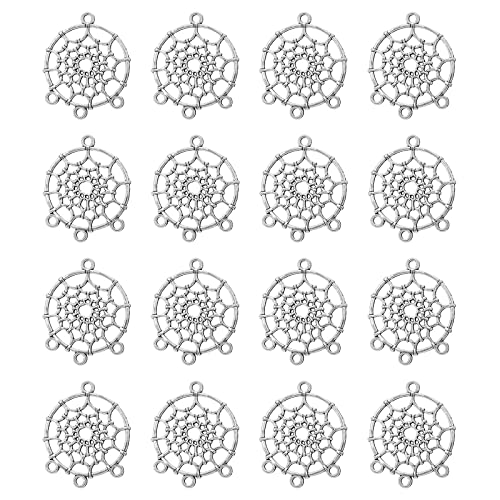 Lot de 50 breloques attrape-rêves pour fabrication de bijoux, décorations pour bracelet, collier, porte-clés, accessoires d'artisanat, 27x34mm, Métal
