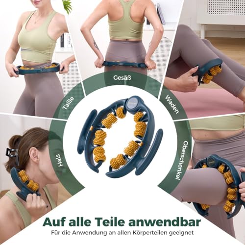 MAHLINÉ Anti-Cellulite Massagegerät mit Trockenbürste – Manuelles Faszienmassage Set für Beine, Po, Bauch & Arme – Hautstraffung & Lymphdrainage – Inklusive Baumwollbeutel