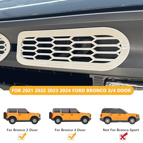 Image of Front Grill Inserts Cover Trims Mesh Grille Frame Kit Compatible with 2021 2022 2023 2024 2025 New Ford Bronco 2 /4 Door Exterior Decoration Accessories Protection Decor Decal, 6Pcs White
