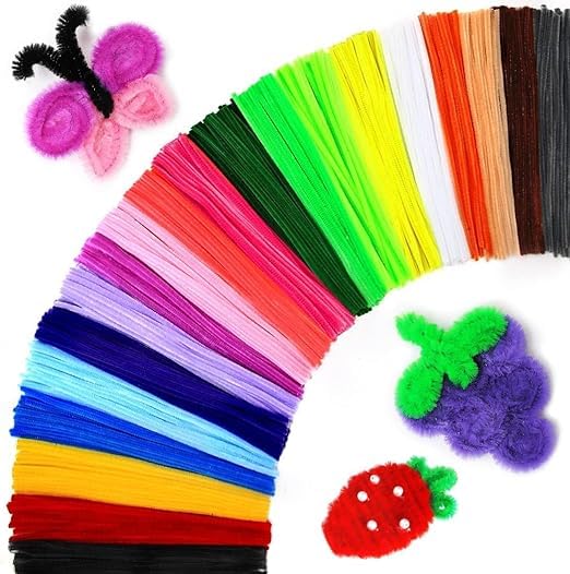 Image of 100Pcs Pipe Cleaners Craft Set | Chenille Stem Fuzzy Sticks DIY Craft Supplies for Art Projects Activities, Decorations, Flower Making, Modeling & Sculpting(Multi color)