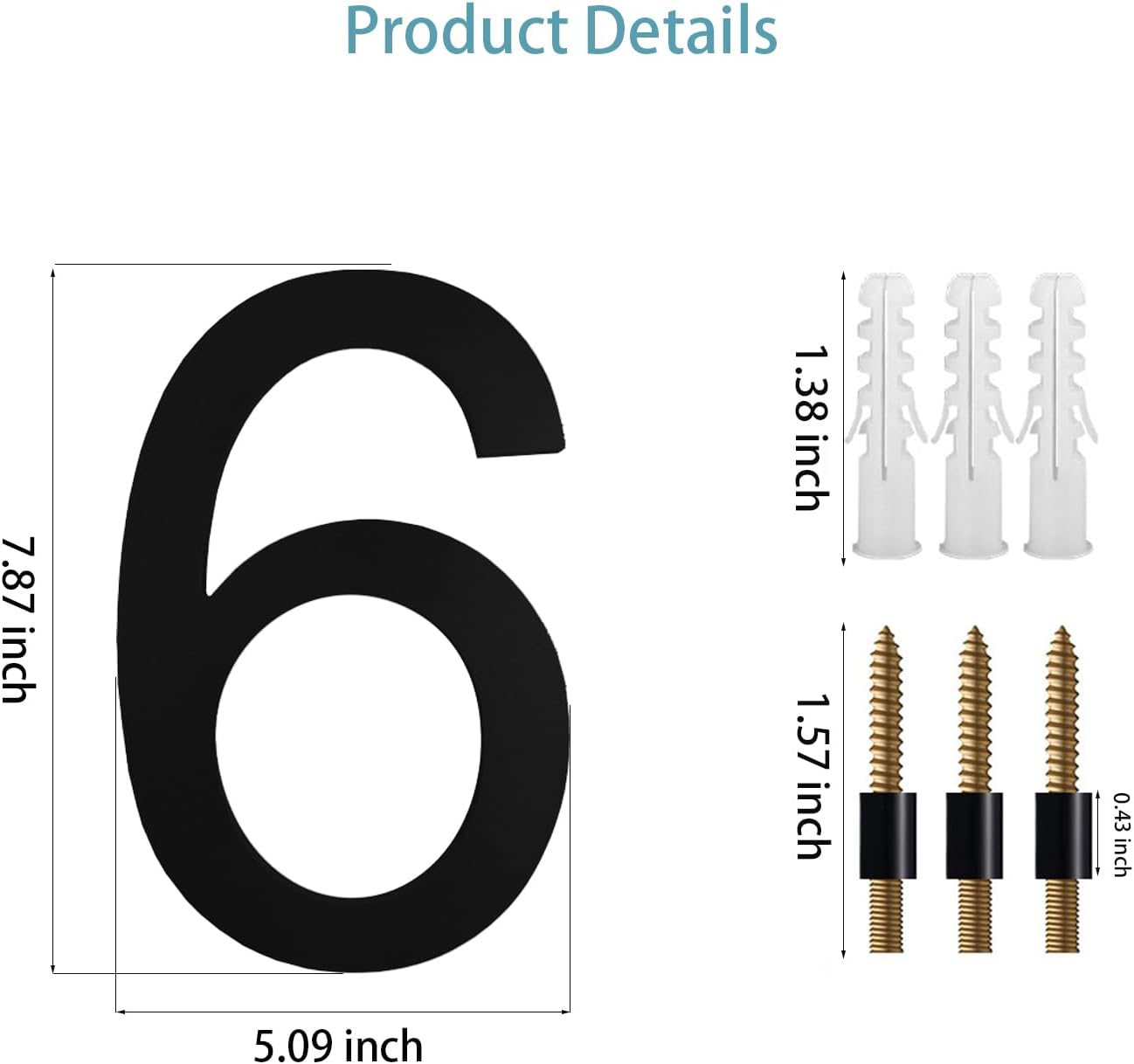 Skysunny 8 Inch Floating House Numbers, Modern House Numbers for Address On House Outside Address Numbers for Home Door Mailbox Street
