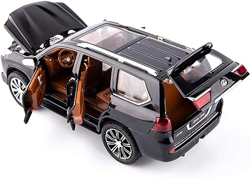 Image of 1:24 Lexus 570 Off-Road Luxury SUV Model Diecast Car, Zinc Alloy Pull Back Toy with Sound & Light, for Kids Boys & Girls (Black)