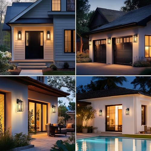 WIHTU Motion Sensor Exterior Porch Light Fixtures, Water Ripple Outdoor Wall Lantern, 2 Pack Sensor Wall Sconce Lights, Waterproof Outside Lantern Lamp, Porch Lamp for Garage, Doorway(Bulb Included) by WIHTU - Image 8