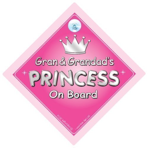Gran and Grandad's Princess On Board Car Sign, Baby On Board Sign
