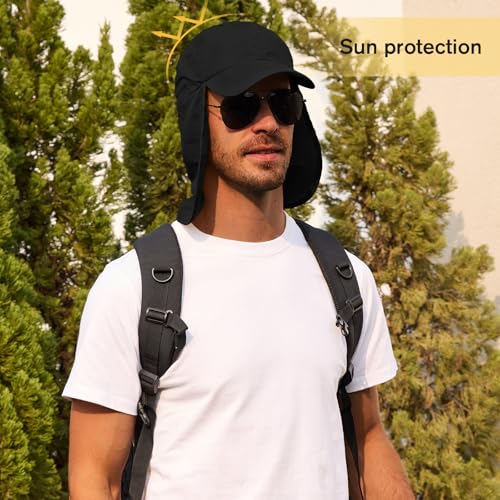 Image of American Trends Mens Sun Hat with Neck Flap, UV Protection Outdoor Flap Hat, Packable Soft Fishing Hiking Gardening Hat