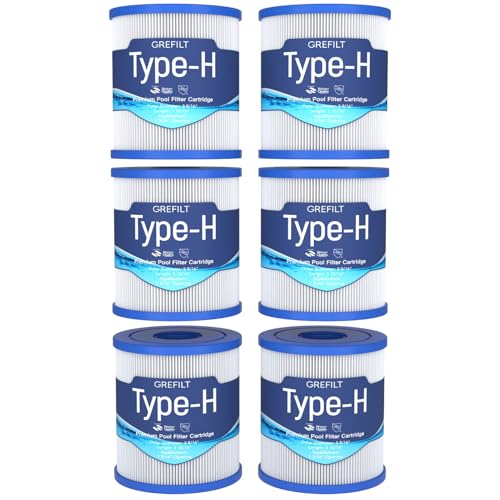Grefilt Type H Pool Filter Cartridge, Suitable for Intex 330 GPH Filter Pump in Above Ground Pools, Replaces Intex 29007E, 6-Pack