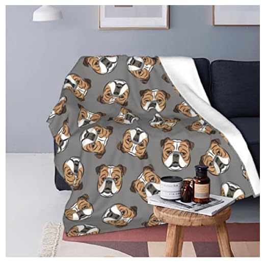 Filt engelsk bulldogg, 3D-tryckt filt för vuxna barn, supermjuk varm, mysig flanell, för kvinnor, fleecefiltar för säng, soffa, stol, bil-130 cm x 150 cm