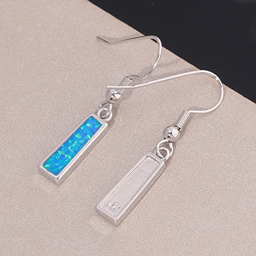 Cinily Dangle Earring Set For Women Girls Blue Fire Opal Drop Earrings Silver Plated Dangle Bar Earrings Opal Gems Earrings Jewelry Gifts #TOP4