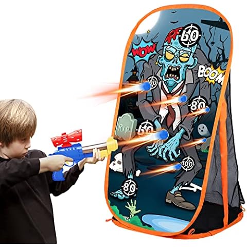 Quanquer Shooting Game Targets Kids Boys Toys for Nerf Guns - Zombie Shooting Target with Net Indoor Outdoor Garden Toys Birthday Gifts for 5 6 7 8 9 10+ Years Old Boys Girls Cover